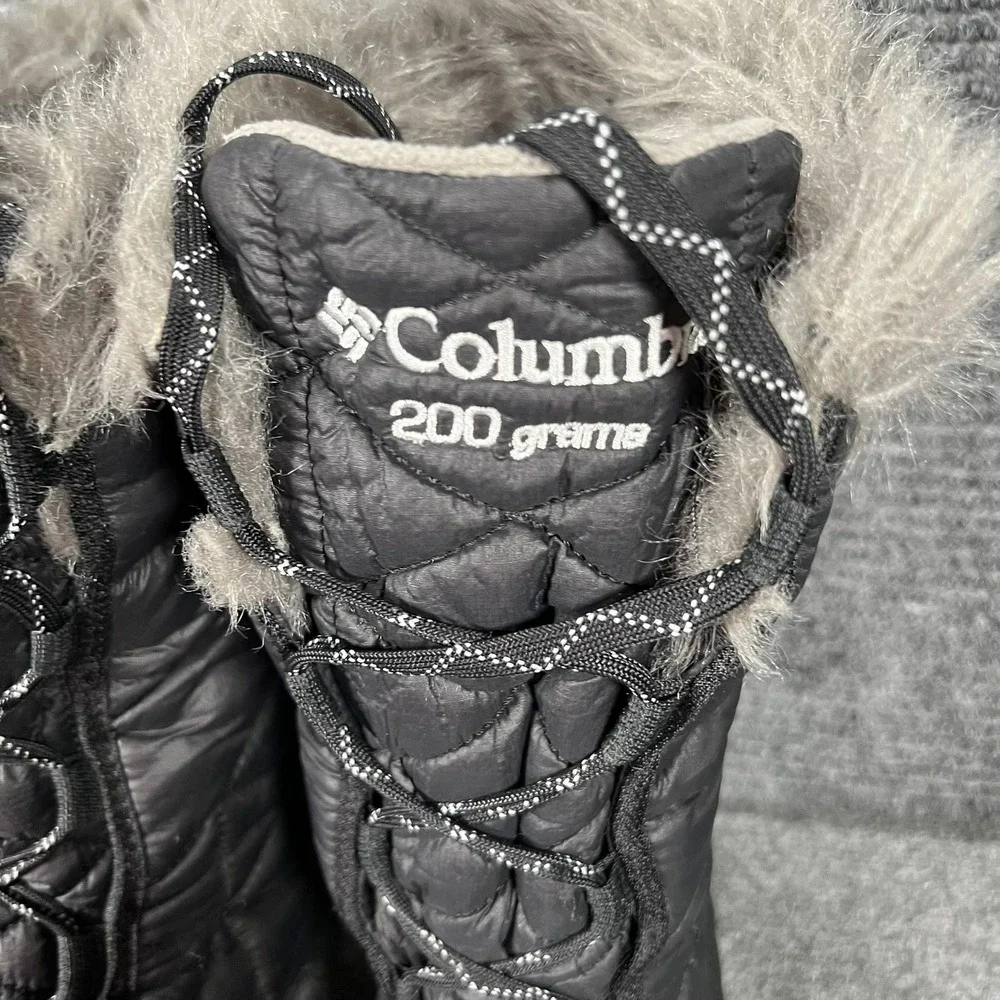 Columbia Boots Womens Size 9 Black Waterproof Quilted Fur Snow Winter YL5164-011